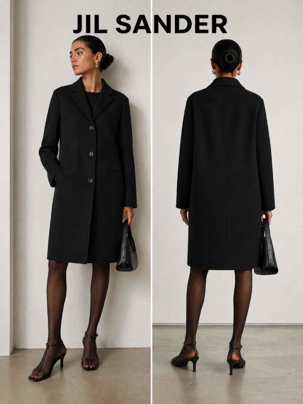 Jil Sander Wool Coat Size 48 Navy Blue Italy Minimalist Luxury Overcoat